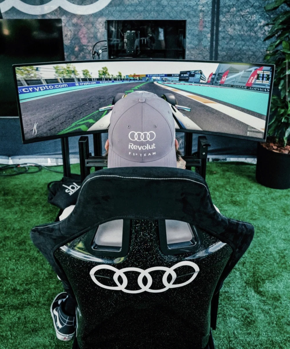 Audi branded F1 racing simulator hire at an Adelaide event