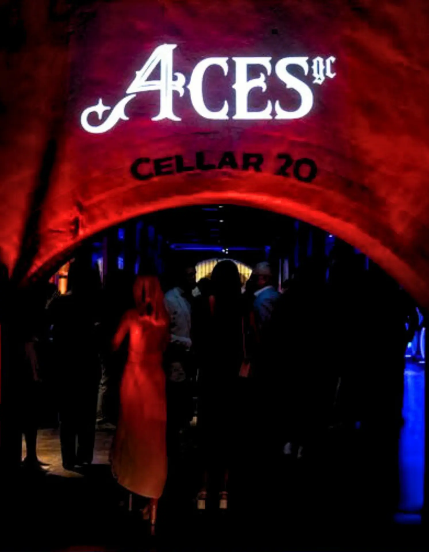 Guests arriving at the 4Aces GC Cellar 20 golf event entrance at a LIV Golf Adelaide activation